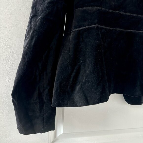 Vintage Y2K Rafaella Black Velvet Peplum Blazer Single Button Jacket Size 14 - Picture 11 of 13